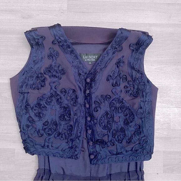 LAUNDRY By Shelli Segal Vintage Embroidered Jumpsuit Size 4 - Picture 1 of 8